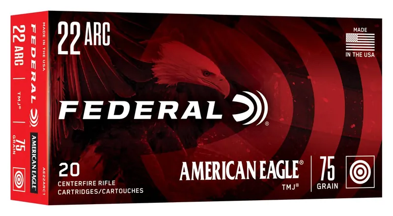 Federal American Eagle 22 ARC 75-grain TMJ ammunition box