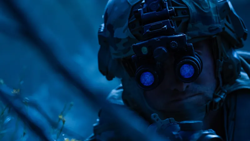 L3Harris NOVA binocular night vision goggle mounted on a helmet
