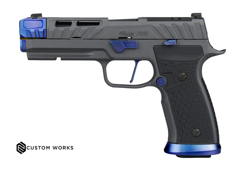 SIG Sauer P320-NIGHTSHIFT pistol (maker image with Custom Works logo)